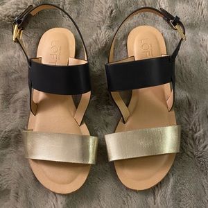 Loft Gold and Navy Sandals Size 6